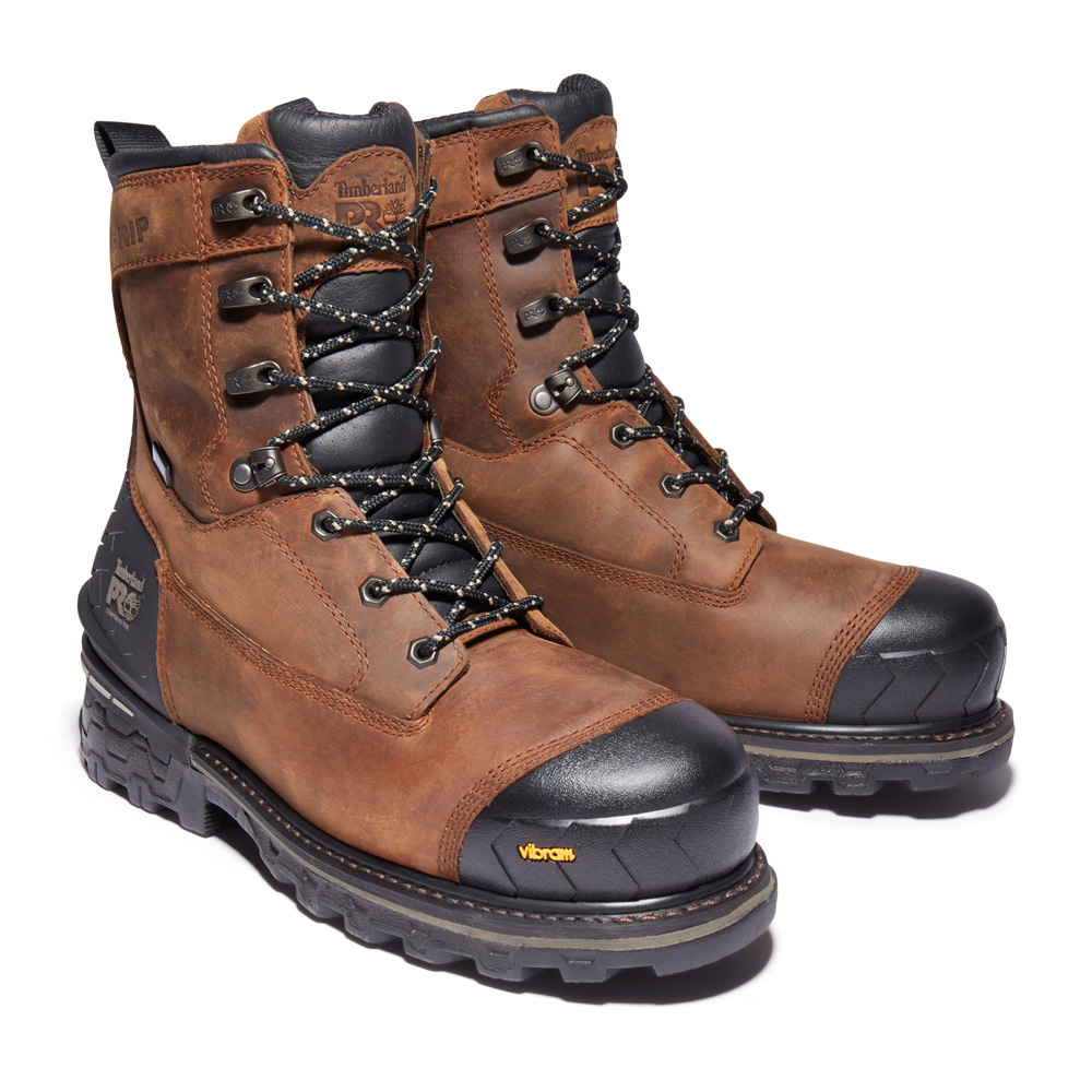 Timberland Men's Boondock HD 8 Inch Composite Toe Waterproof Work Boots from Columbia Safety