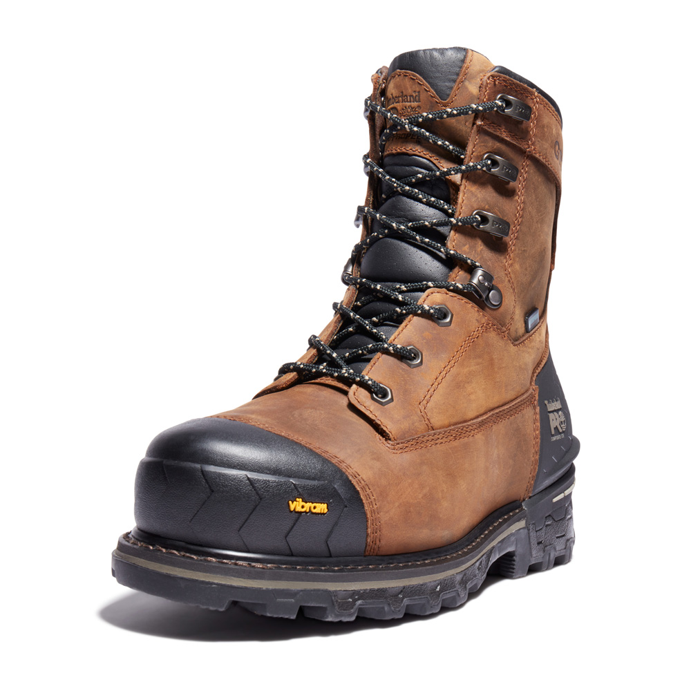 Timberland Men's Boondock HD 8 Inch Composite Toe Waterproof Work Boots from Columbia Safety