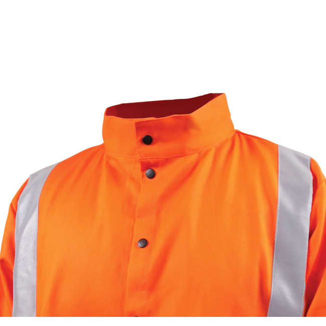 Black Stallion Safety Welding Jacket with FR Reflective Tape, Safety Orange from Columbia Safety