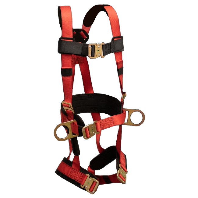 French Creek Full Body 6PT Adjustable Harness with Hip D-Ring, Waist/Shoulder Pad, and Removable Belt with Bayonet Leg Buckles from Columbia Safety