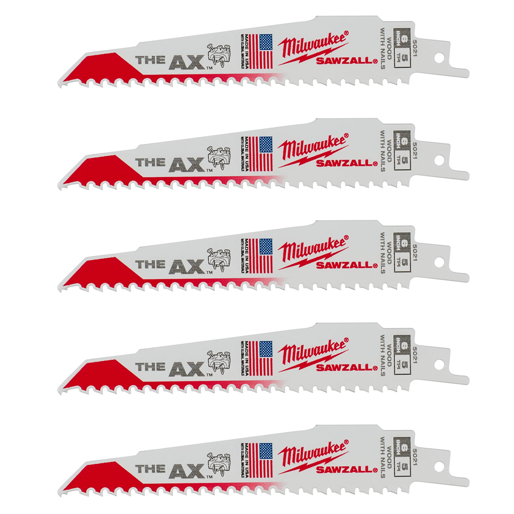 Milwaukee 5 TPI Wood with Nails AX SAWZALL Blade (5 Pack)