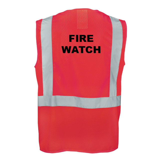 Ironwear 1284RZRD Red Mesh MultiPocket Reflective Vest with "Fire