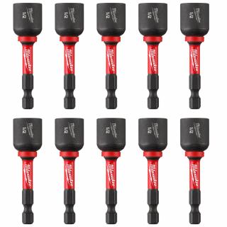 Milwaukee SHOCKWAVE 1/2 Inch x 2-9/16 Inch Magnetic Nut Driver - 10 Pack - 3/8