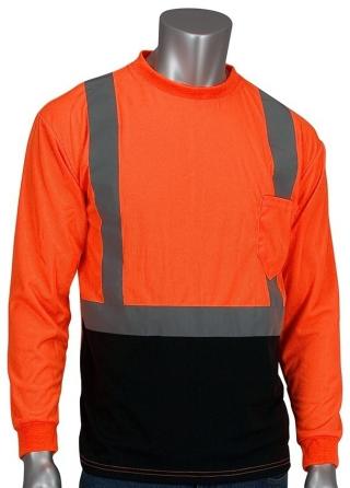 PIP ANSI Type R Class 2 50+ UPF Long Sleeve Orange T-Shirt