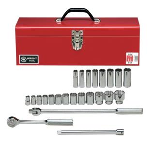 Wright Tool 12 Point Standard and Deep Socket 24 Piece Set