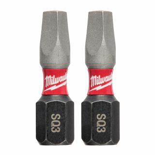 Milwaukee SHOCKWAVE Insert Bit Square Recess #3 (2 Pack)