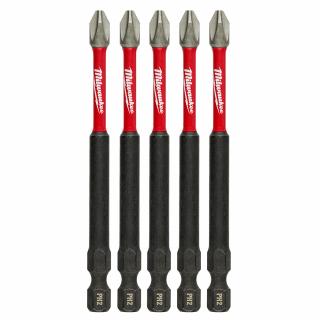 Milwaukee SHOCKWAVE 3-1/2 Inch Power Bit Phillips #2 (5 Pack)