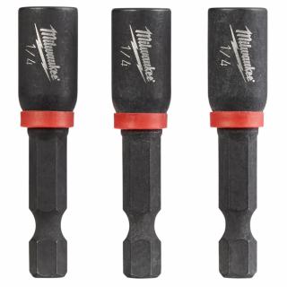 Milwaukee SHOCKWAVE 1/4 Inch x 1-7/8 Inch Magnetic Nut Driver (3 Pack)
