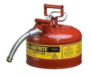 Justrite Type 2 AccuFlow Steel Safety Can 1 Inch Hose - 2.5 Gal
