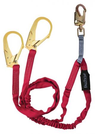 FallTech 12 Foot Ironman Twin Leg Lanyard with Steel Rebar Hooks