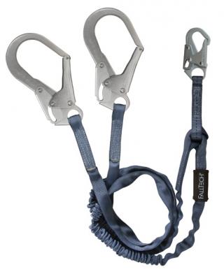 FallTech Internal Shock Absorbing Twin Leg Lanyard with Steel Rebar Hooks