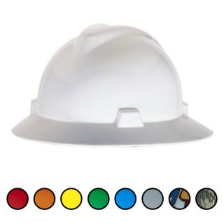 MSA V-Gard Protective Full Brim Hard Hat with Fas-Trac Ratchet Suspension