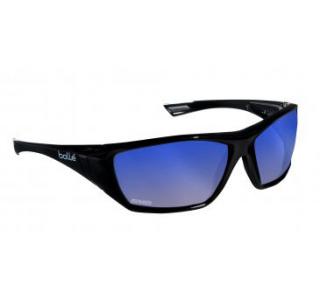 Bolle Hustler Safety Glasses with Polarized Blue Mirror Lens and Black Frame
