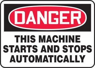 Accuform 'Danger This Machine Starts and Stops Automatically' Sign