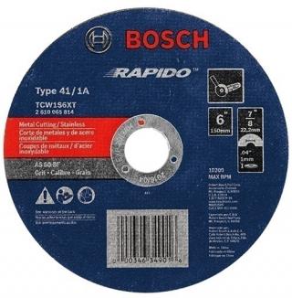 Bosch 6 Inch 60 Grit Rapido Arbor Type 1A Metal Cutting Abrasive Wheel