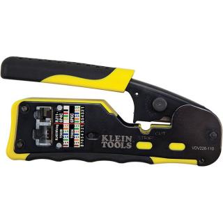 Klein Tools VDV226-110 Ratcheting Cable Crimper/Stripper/Cutter for Pass-Thru Connectors