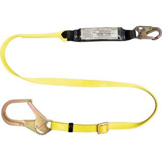 French Creek Adjustable 1 Inch Web Shock Absorbing Six Foot Lanyard with Snap Hooks and 2.5 Inch Rebar