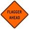 Bone Safety Reflective 'Flagger Ahead' Sign