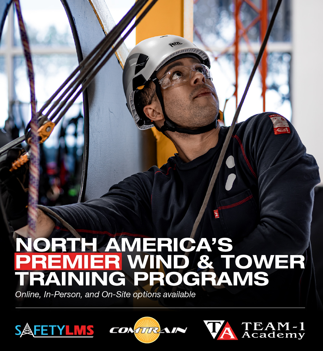 Request more information about Tower and Wind safety training programs by Safely LMS, Comtrain, and Team-1 Academy at GME Supply