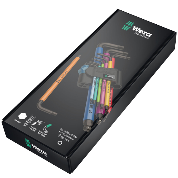 Wera Tools 950/9 Hex-Plus Multicolour HF 1 L-Key Metric 9 Piece Set from Columbia Safety