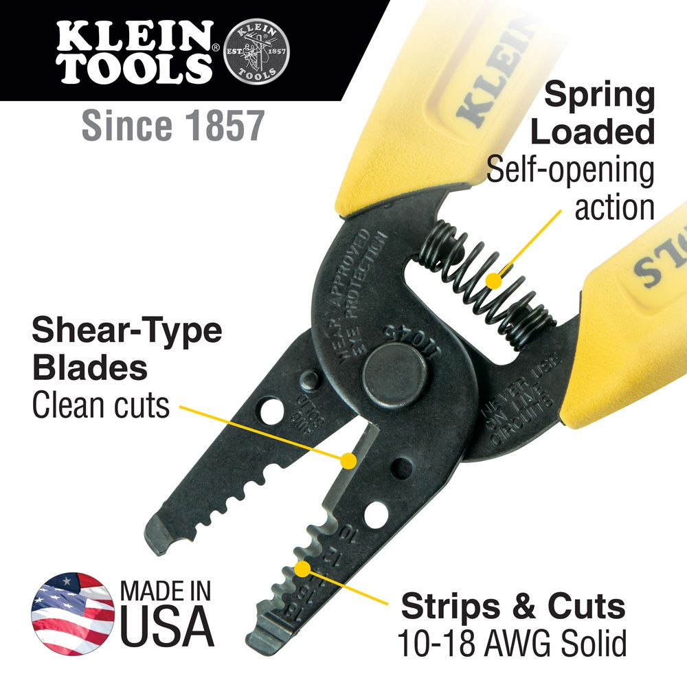 Klein Tools 10-18 AWG Solid Wire Stripper & Cutter from Columbia Safety