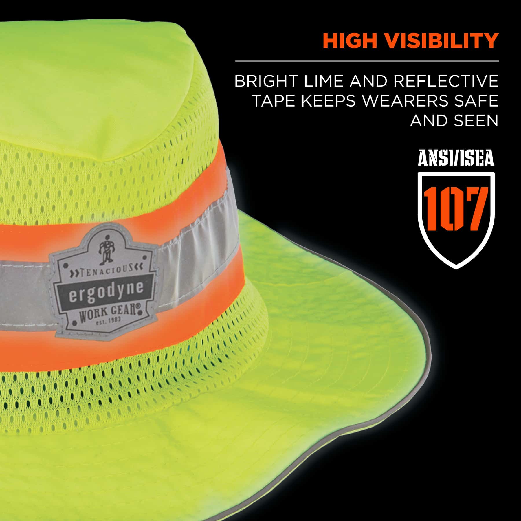 Ergodyne Chill-Its Hi-Vis Ranger PVA Cooling Sun Hat from Columbia Safety