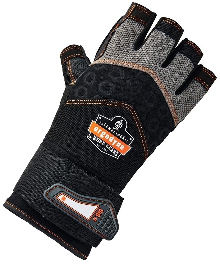 Ergodyne 910 ProFlex HalfFinger Impact Gloves with Wrist Support