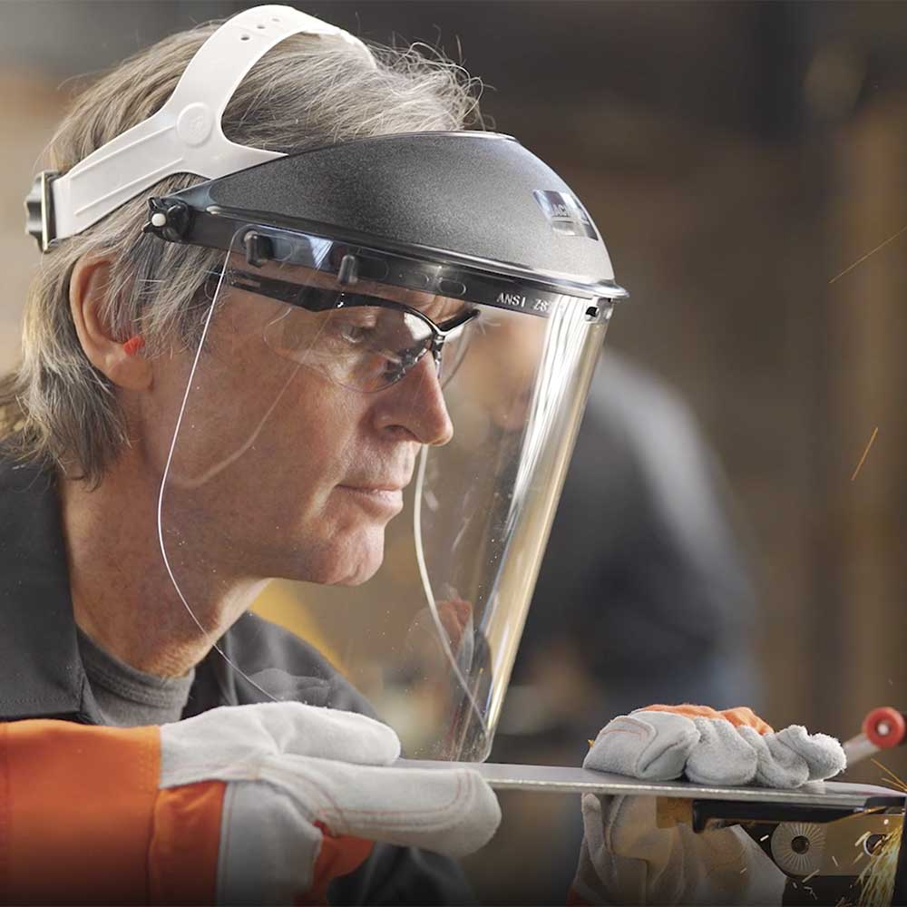 Jackson Safety ANTHEM Face Shield Kit - 170-SB Ratcheting Crown - PET Window - 9" x 15½" x 0.040" from Columbia Safety