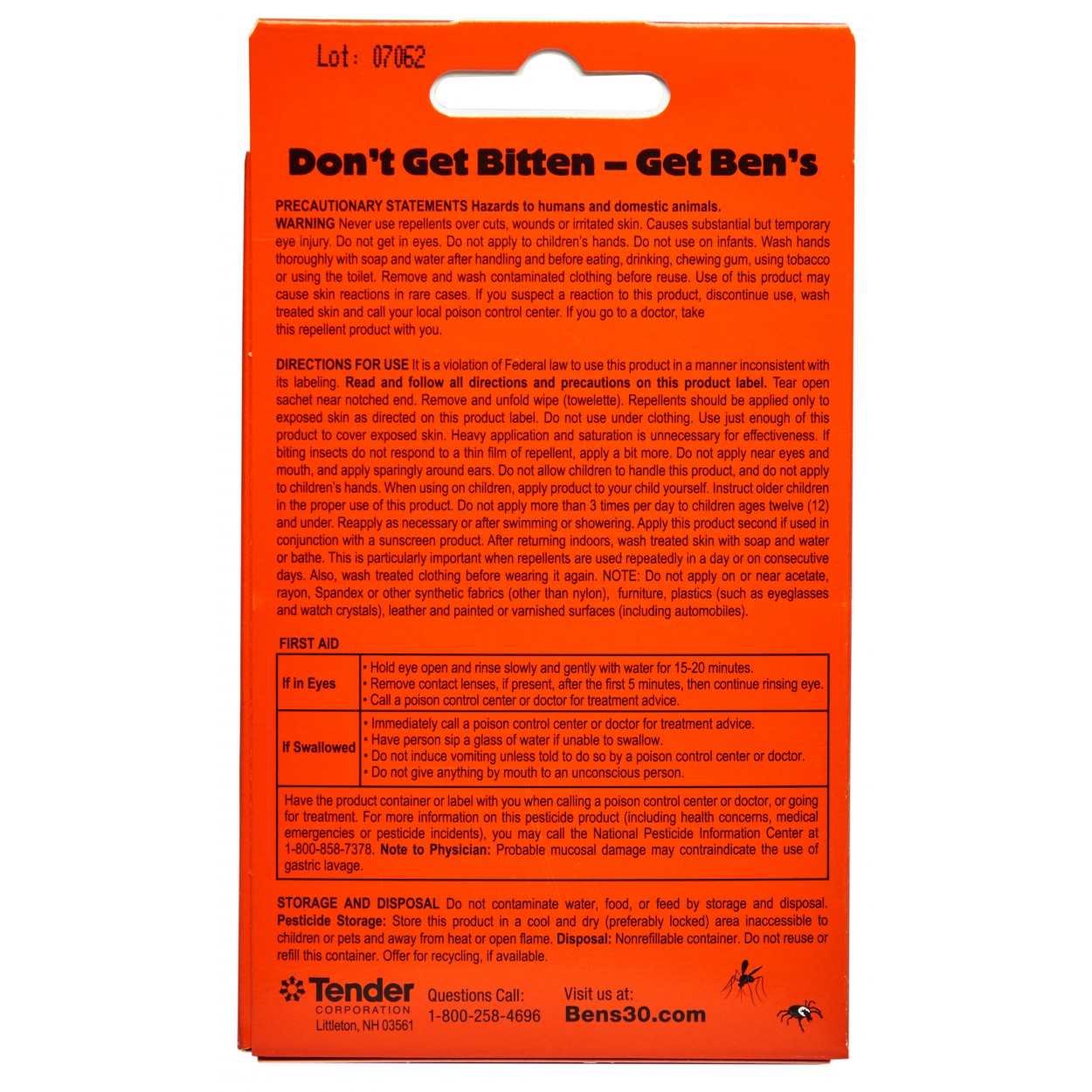 Ben's 30 Tick and Insect Repellent Wipes from Columbia Safety