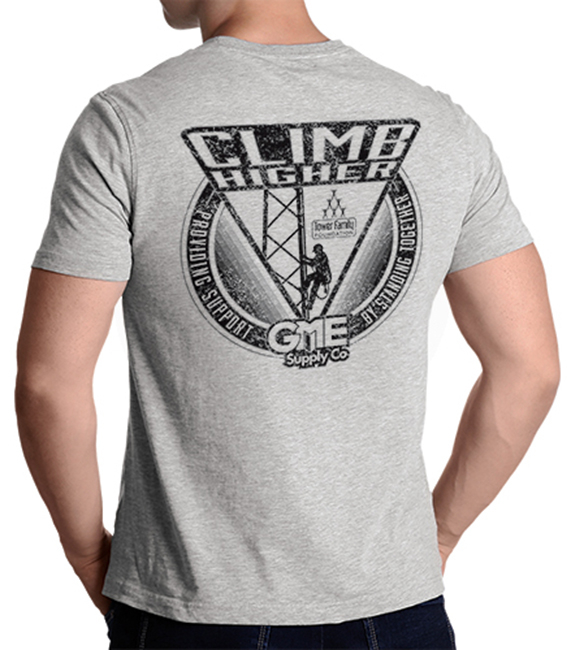 GME Supply "Climb Higher" Tower Family Foundation Donation T-Shirt from Columbia Safety