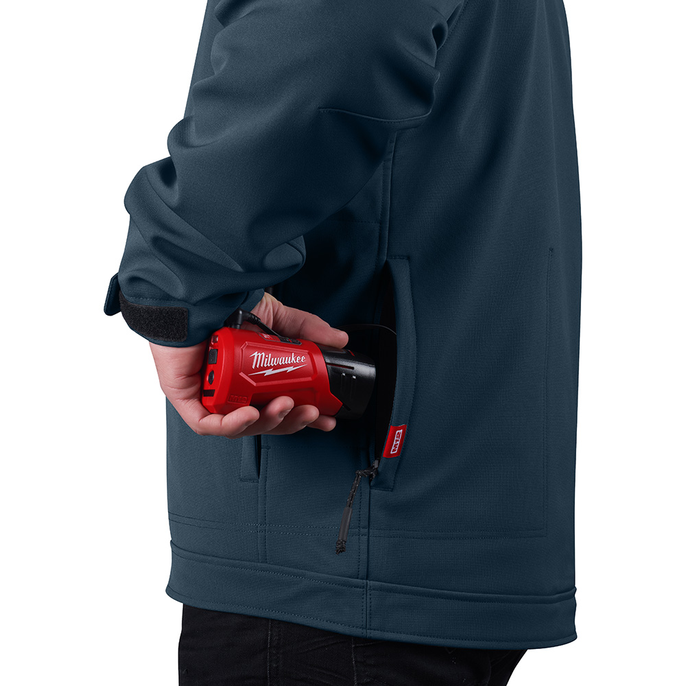 Milwaukee M12 Navy Blue Heated TOUGHSHELL Jacket Kit from Columbia Safety