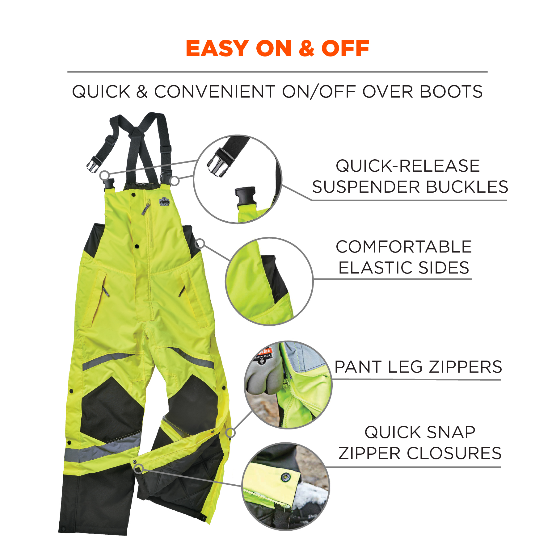 Ergodyne GloWear 8928 Hi-Viz Class E Insulated Bibs from Columbia Safety