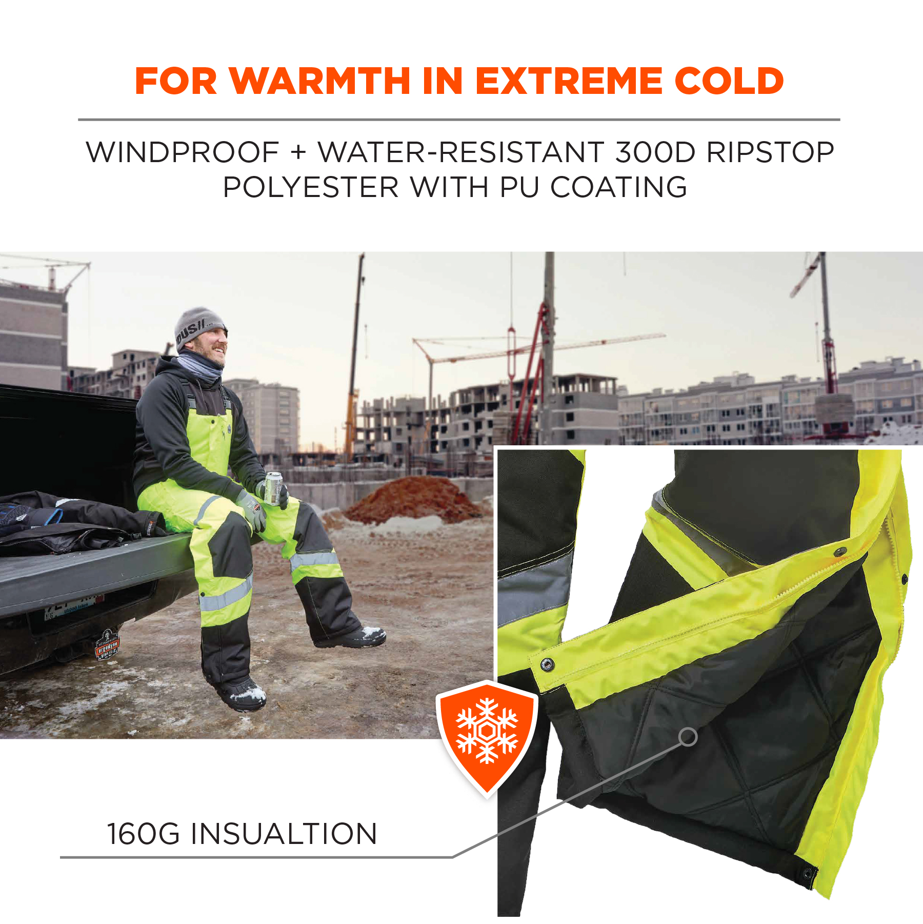 Ergodyne GloWear 8928 Hi-Viz Class E Insulated Bibs from Columbia Safety