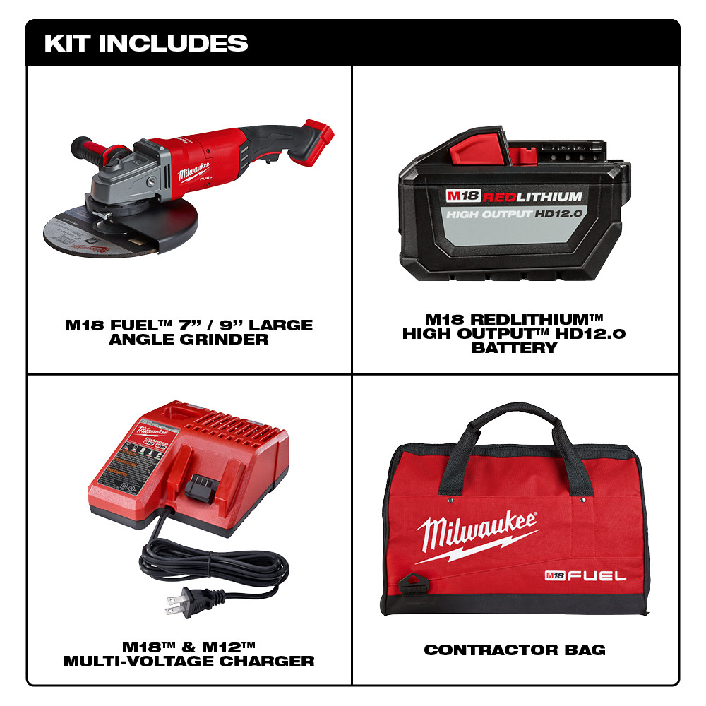 Milwaukee M18 7 - 9 Inch Large Angle Grinder Kit from Columbia Safety