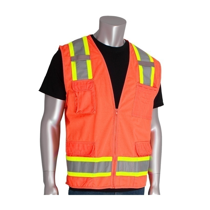 PIP ANSI Class 2 Two Tone 6 Pocket Yellow Surveyors Vest from Columbia Safety