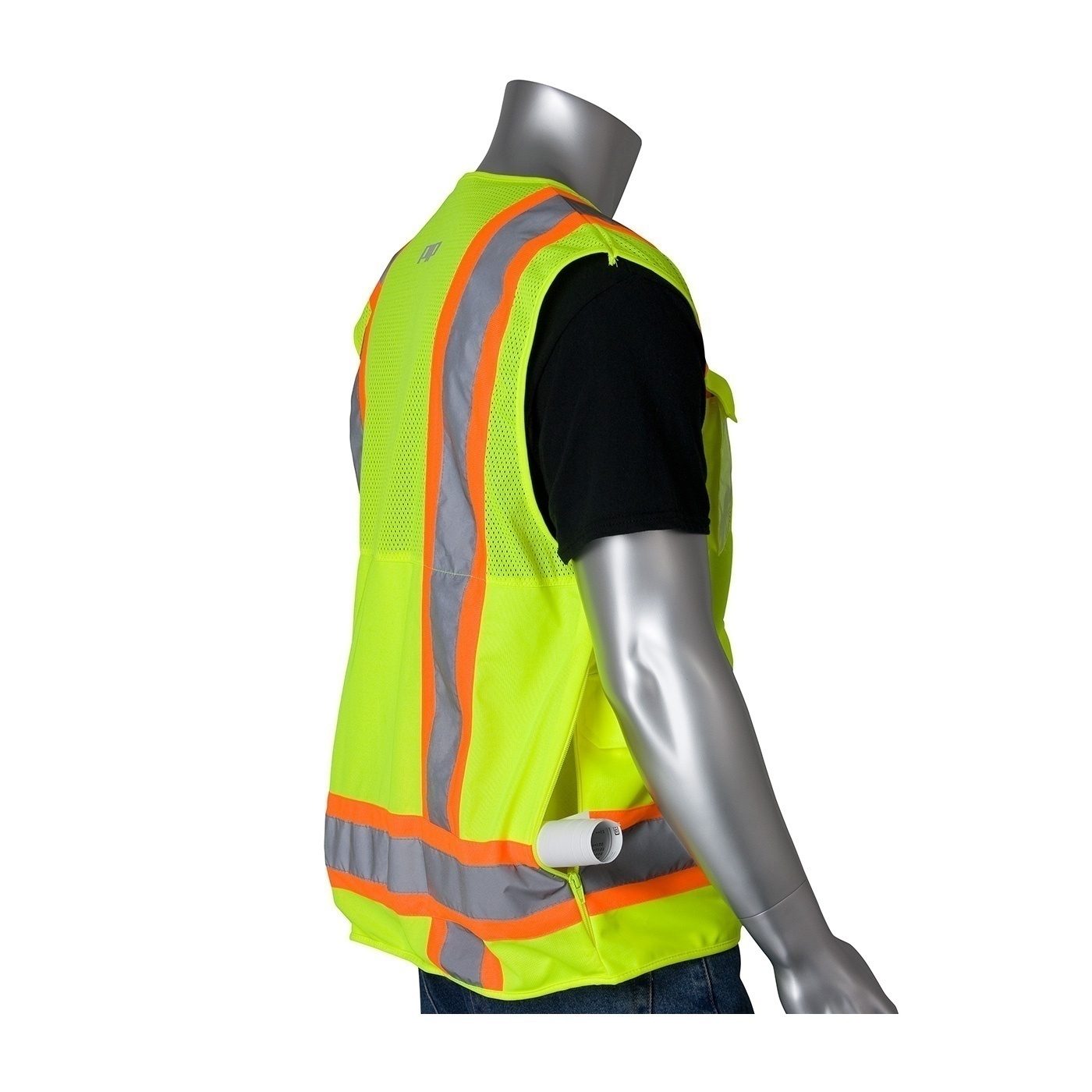 PIP ANSI Class 2 Two Tone 10 Pocket Lime Surveyors Vest from Columbia Safety