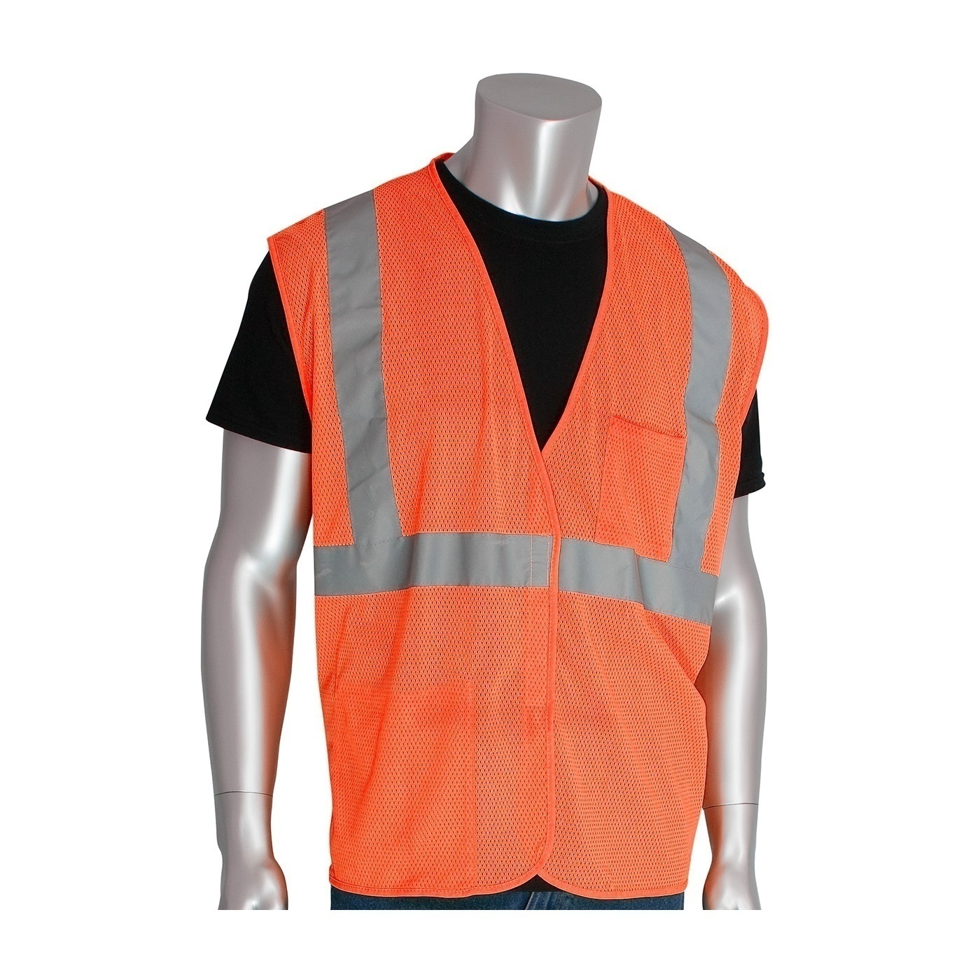 PIP ANSI Type R Class 2 Two Pocket Value Orange Mesh Vest from Columbia Safety