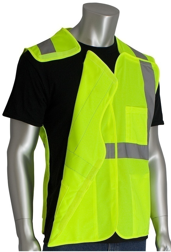 PIP ANSI Type R Class 2 Lime 3 Pocket Solid Breakaway Vest (General) from Columbia Safety