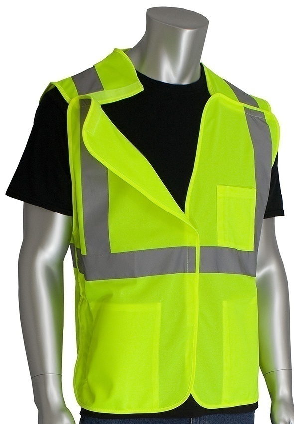 PIP ANSI Type R Class 2 Lime 3 Pocket Solid Breakaway Vest (General) from Columbia Safety