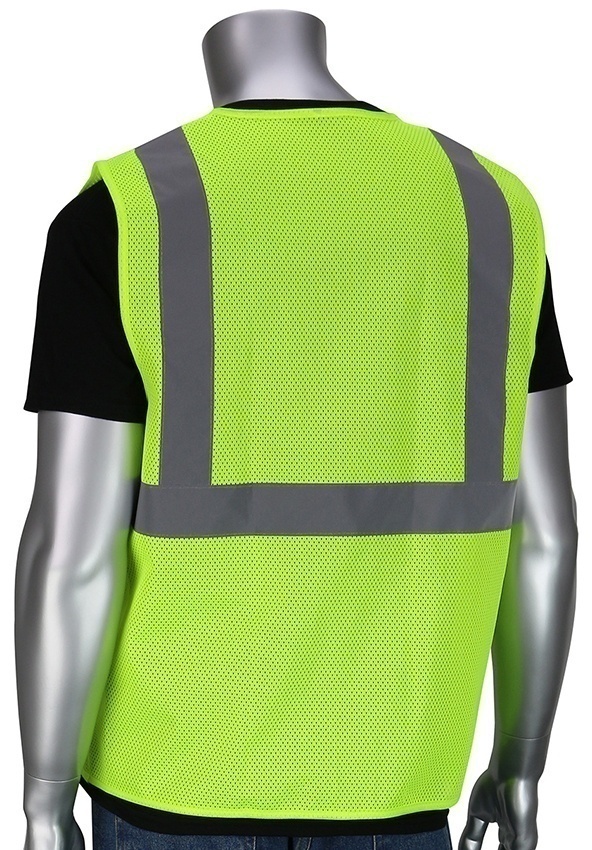 PIP ANSI Type R Class 2 Lime Dual Sized Zipper Mesh Vest (General) from Columbia Safety