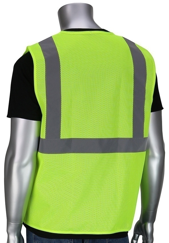 PIP ANSI Type R Class 2 Lime Dual Sized Zipper Mesh Vest from Columbia Safety