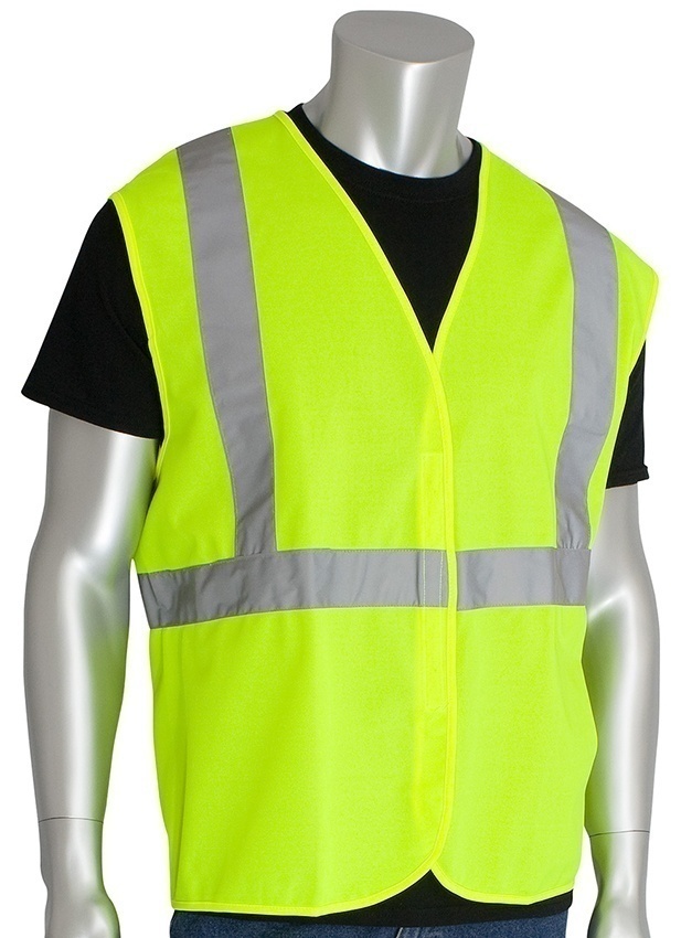 PIP ANSI Type R Class 2 Lime Hook & Loop Solid Vest from Columbia Safety