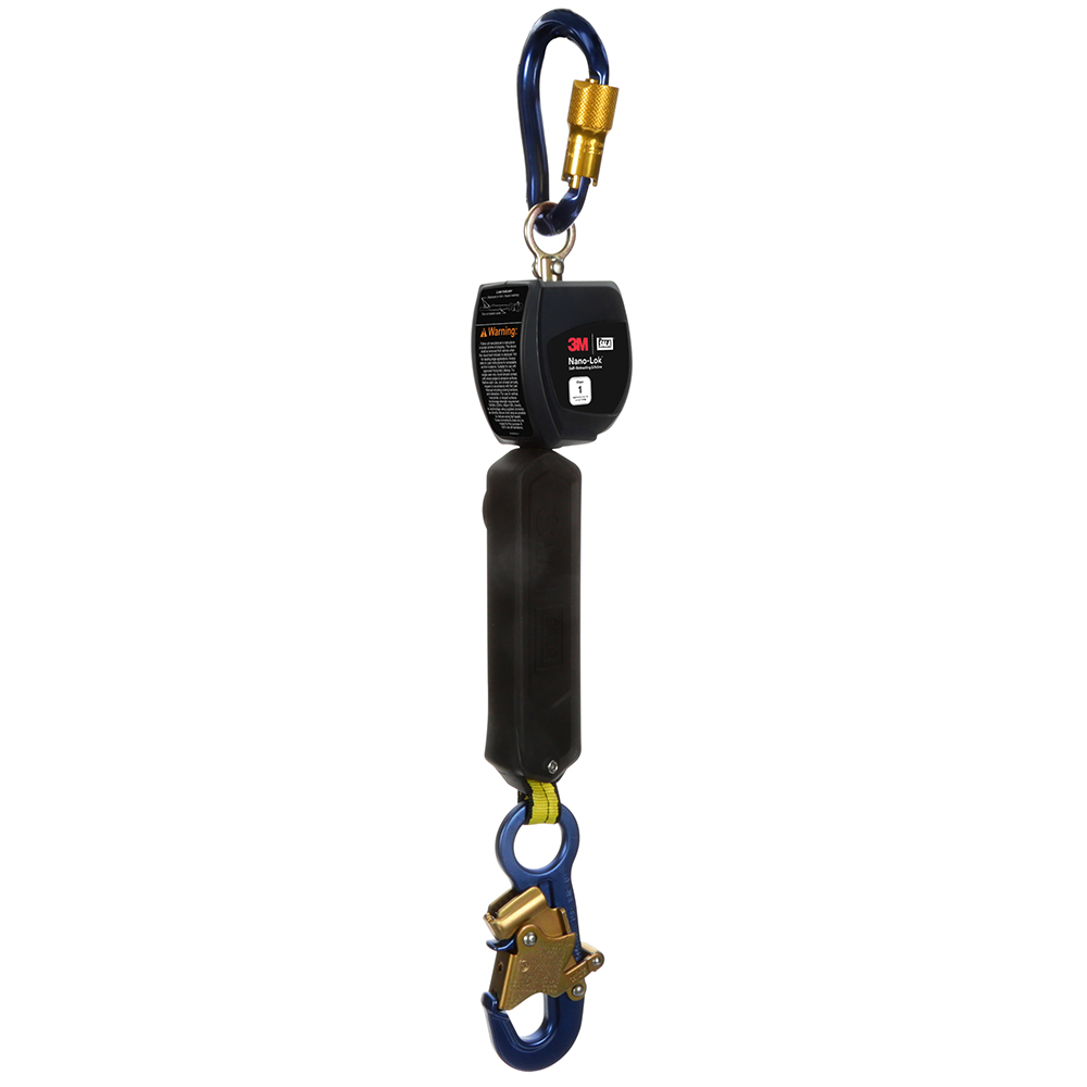 3M DBI-SALA Class 1 Overhead Mount Nano-Lok Personal Self-Retracting Lifeline with Anchor Hook from Columbia Safety
