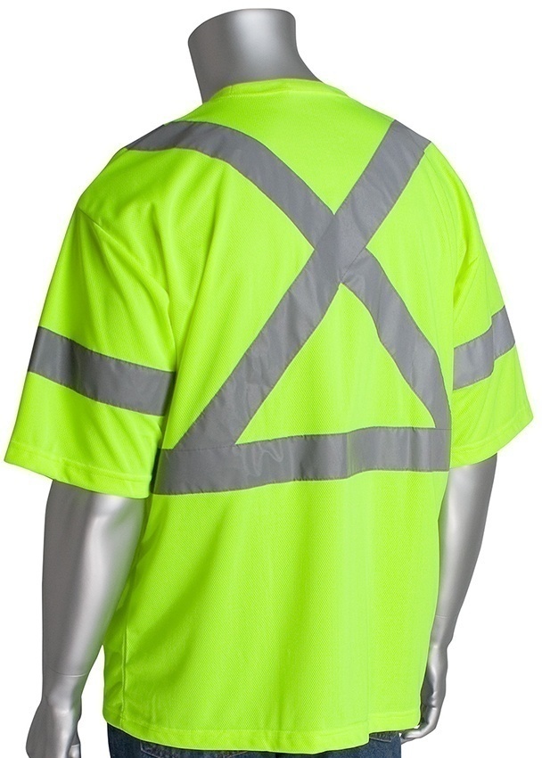 PIP ANSI Type R Class 3 CSA Z96 X-Back Short Sleeve Lime T-Shirt (General) from Columbia Safety
