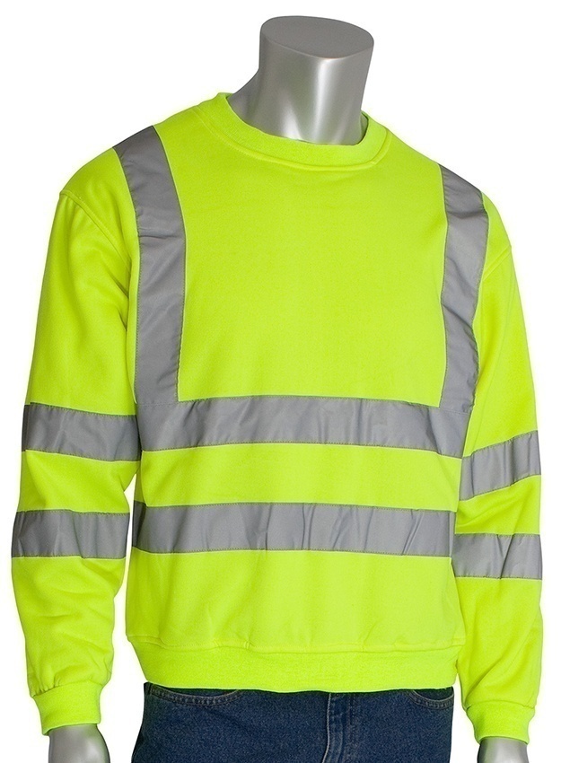 PIP ANSI Type R Class 3 Crew Neck Lime Sweatshirt (General) from Columbia Safety