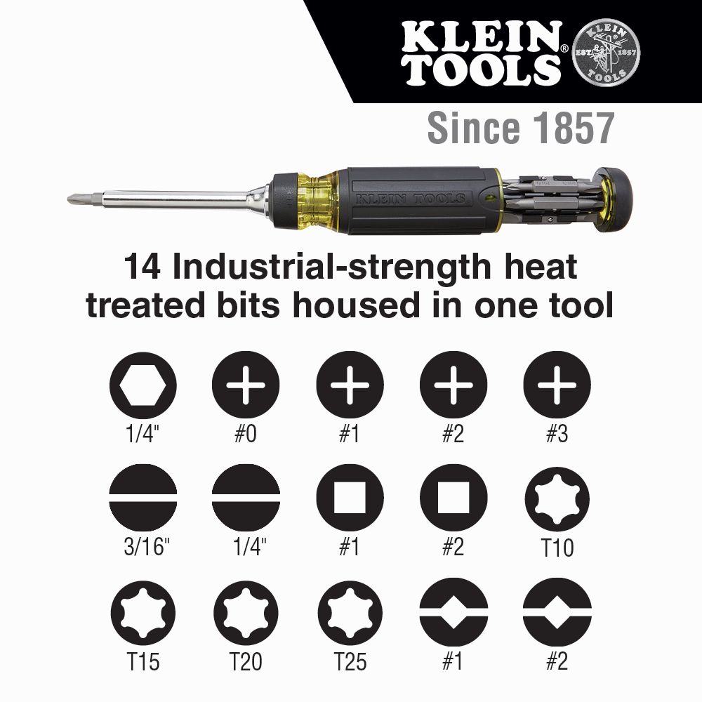 Klein Tools 15-in-1 Multi-Bit Ratcheting Screwdriver from Columbia Safety