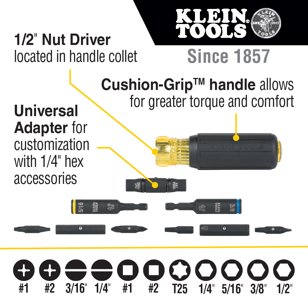 Klein Tools 11-in-1 Impact Rated Multi-Bit Screwdriver from Columbia Safety