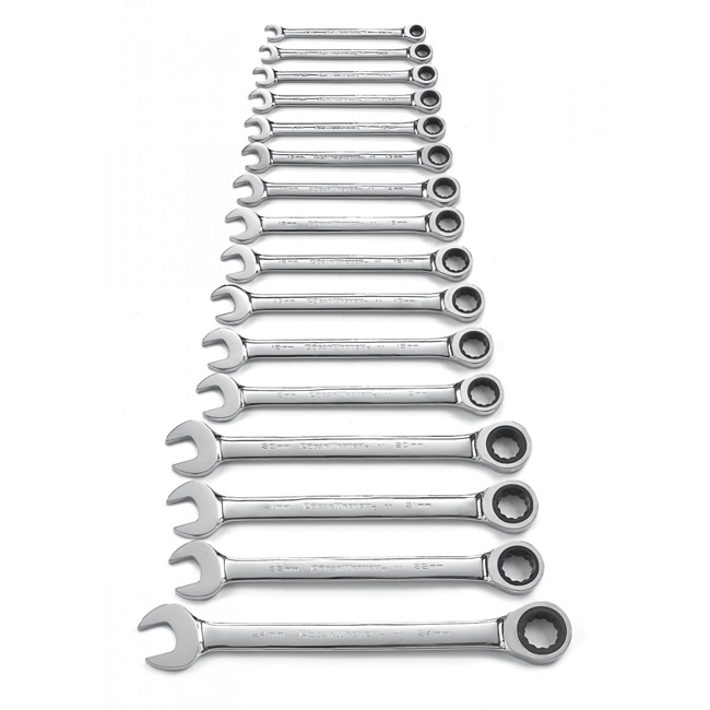 GearWrench 16 Piece 12-Point Ratcheting Combination Metric Wrench Set from Columbia Safety