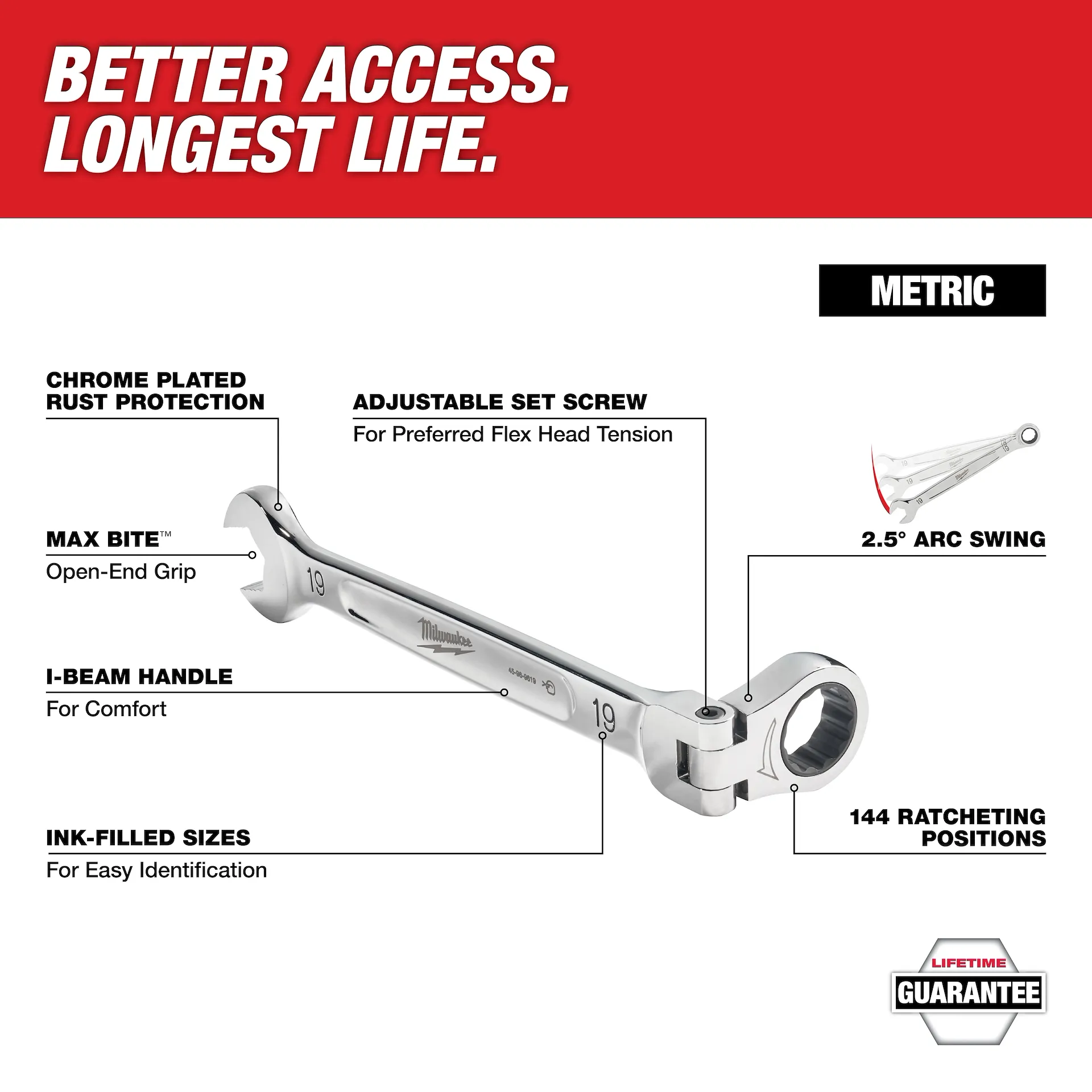 Milwaukee 15pc Metric Flex Head Ratcheting Combination Wrench from Columbia Safety