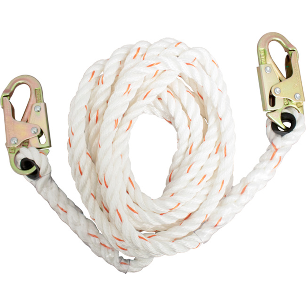 French Creek Rope Lifeline w/ Dual Snaphook Ends from Columbia Safety